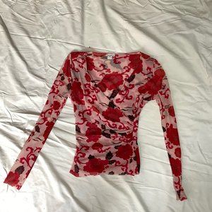 Floral Sweet Pea Faux-wrap Shirt